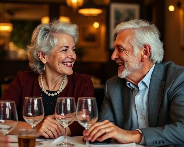 Mature couple enjoying a coffee date together